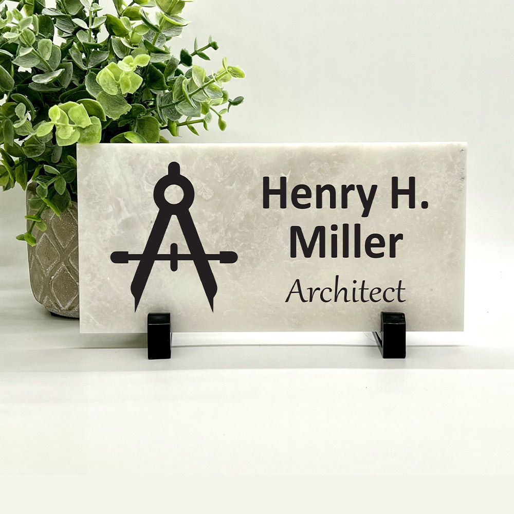 Architect Desk Sign - Marble Stone Desktop Name and title Sign