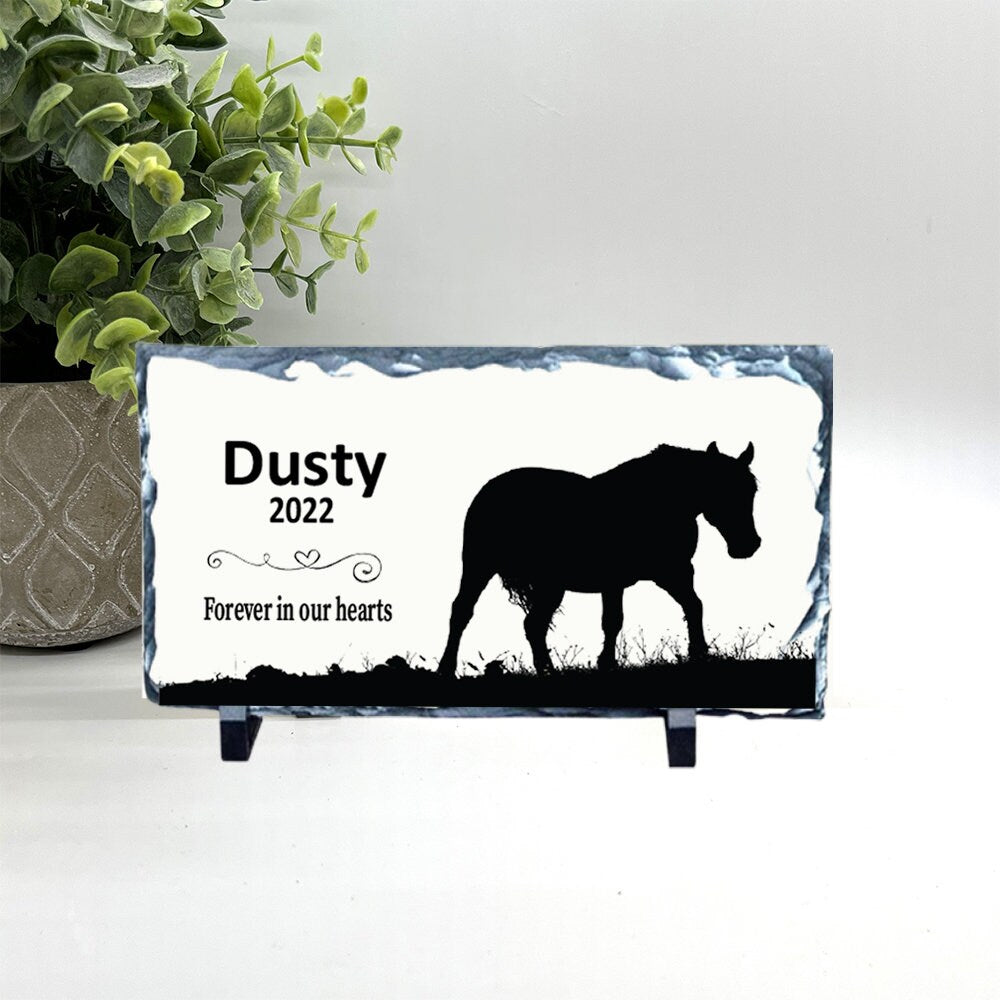 Horse Memorial Stone - Personalized Horse Memorial Gift - Forever in our Hearts