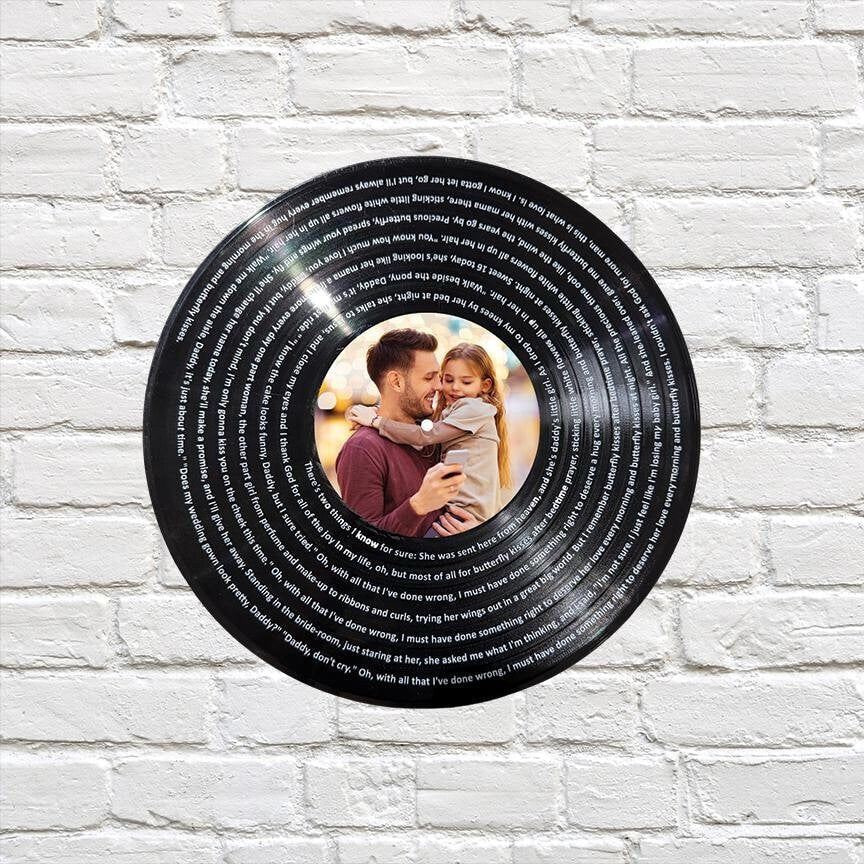 Personalized Wedding gift for Dad, 12" Real Vinyl Record Personalized with photo & father daughter dance song lyrics, Custom Gift for Dad