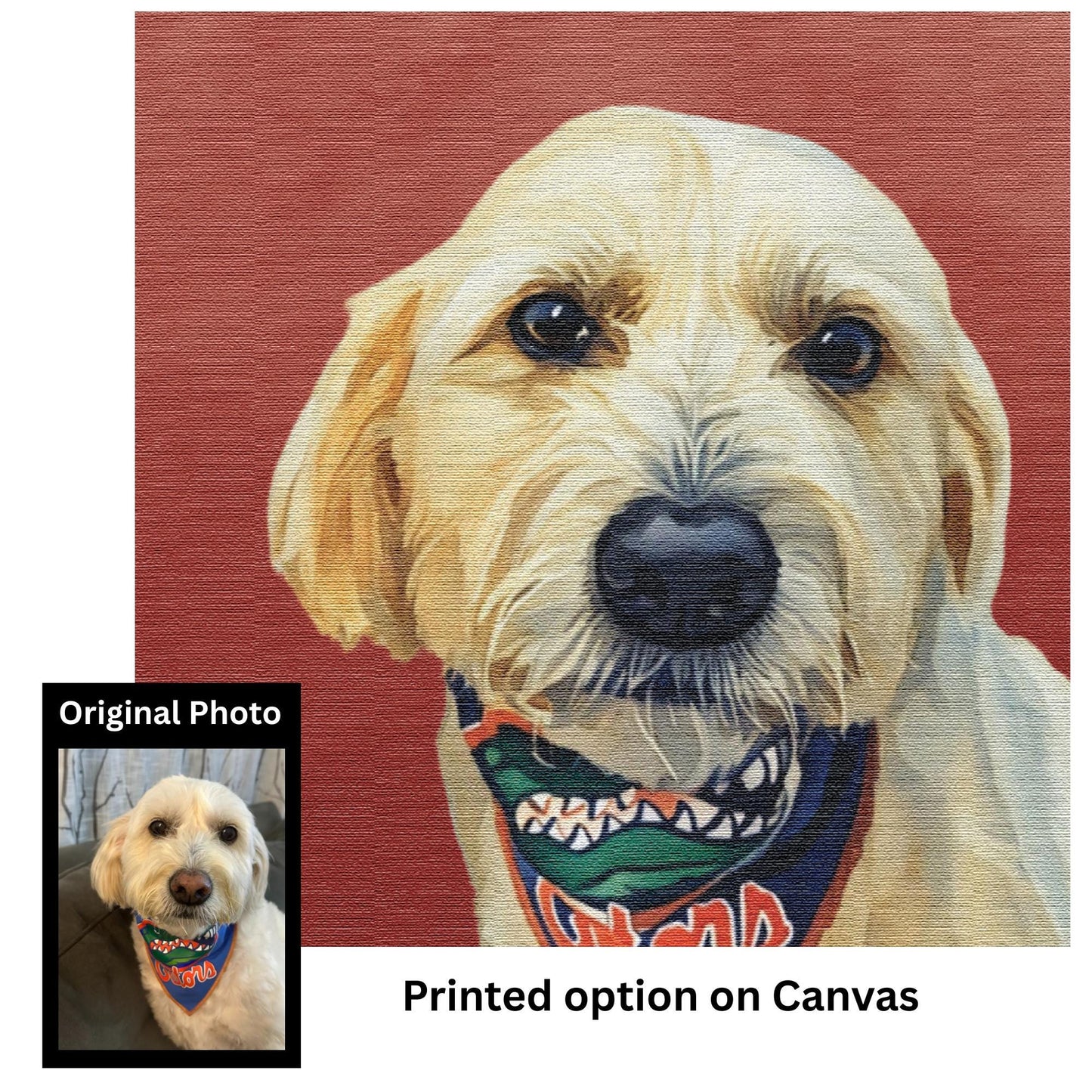 Custom Digital Pet Portrait or Printed Pet Portrait on Canvas – Personalized Pet Artwork - Pet Memorial Gift - Dog, Cat & Pet Lovers Gift