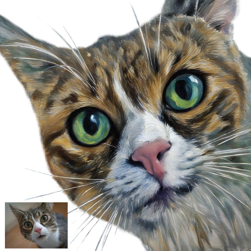 Custom Pet Portrait Closeup from Photo - Painting Style & Background Choice - Personalized Pet Canvas - Memorial Gift - Dog, Cat Lovers Gift