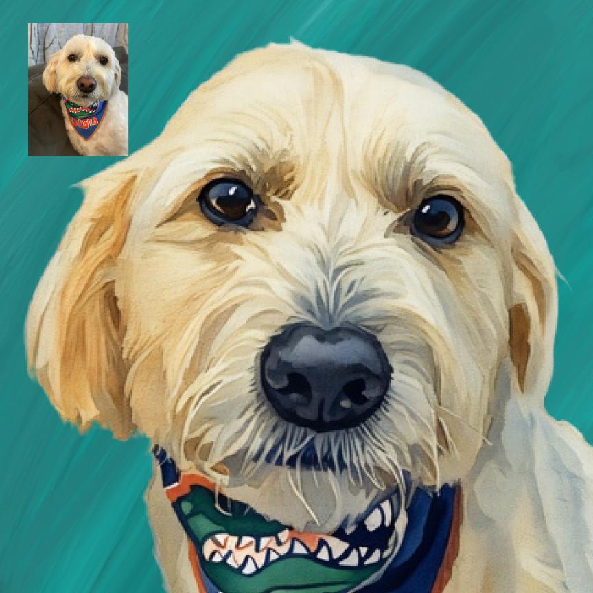 Custom Pet Portrait Closeup from Photo - Painting Style & Background Choice - Personalized Pet Canvas - Memorial Gift - Dog, Cat Lovers Gift