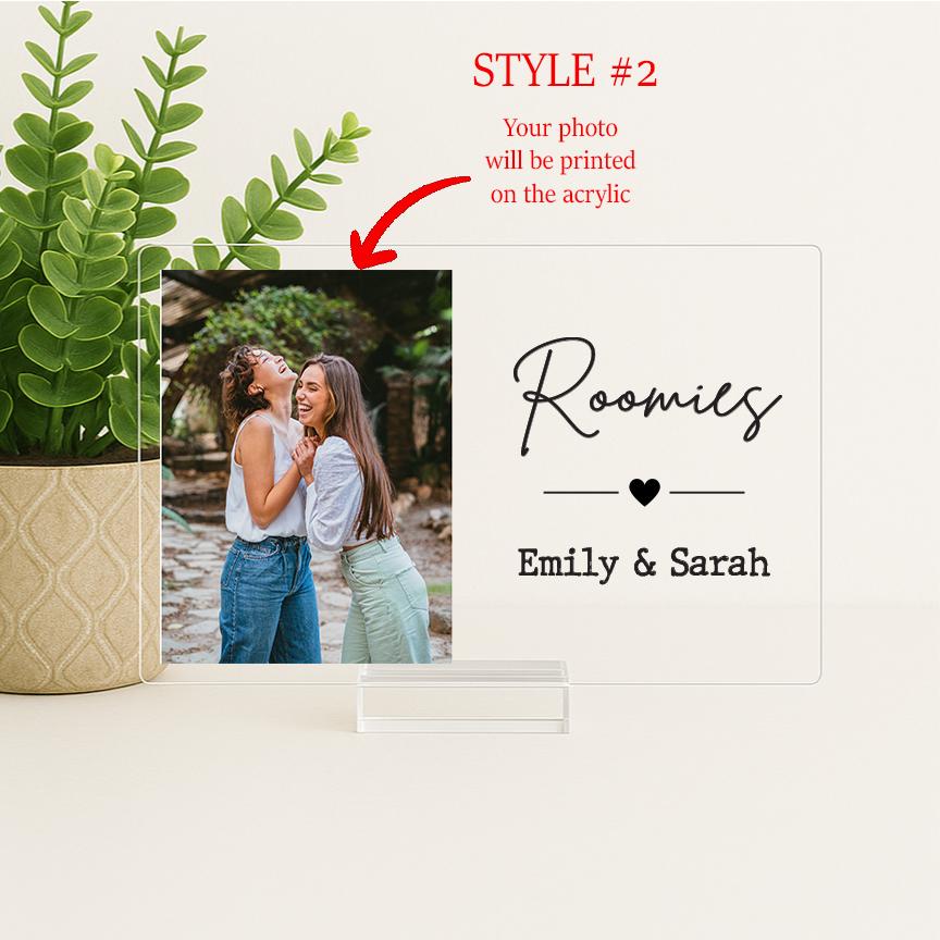 Roomies Frame, Roommate Gift Ideas, Personalized Roomies Frames, Custom Acrylic Roomies Picture Frame, Best Friend Gift