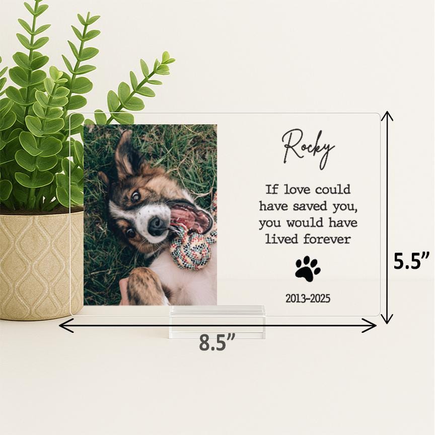 Pet Memorial Frame, Pet Memorial Gift Plaque, Dog or Cat Loss Sympathy Keepsake, Pet Bereavement Gift, Custom Acrylic Photo Gift - MemorialGiftsandmore -