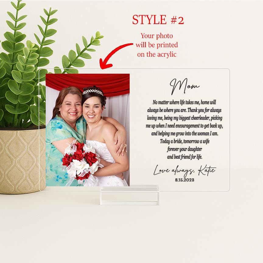 Mother of the Bride Gift from Bride, Wedding Gift Mom, Mother of the Bride Picture Frame, Mother of the Bride Gift Poem, Acrylic Frame