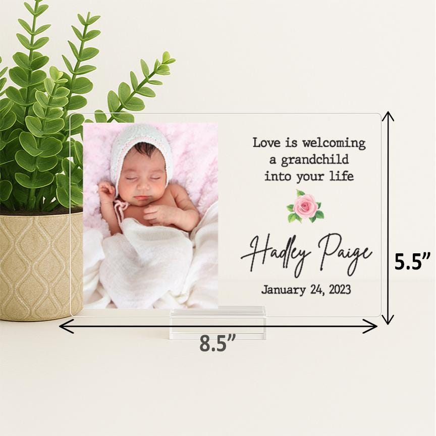 New Grandparents gift, Grandparents Frame, Custom Gift for new grandparents, Personalized Acrylic Frame with baby's name and birth date