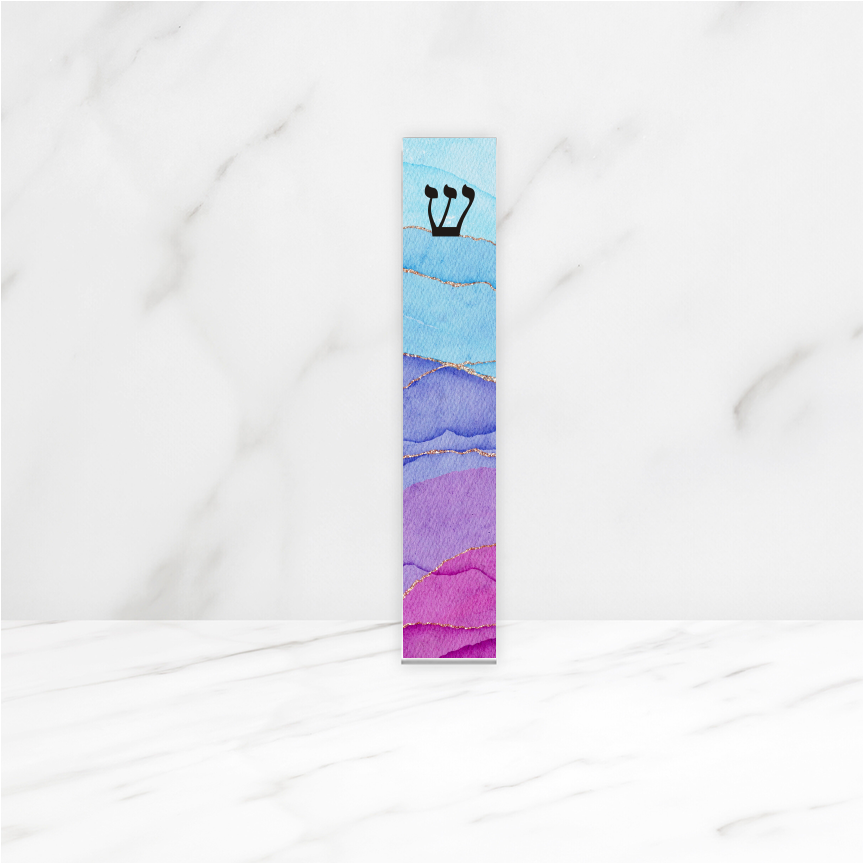 Watercolor Look Personalized Mezuzah - With or without name