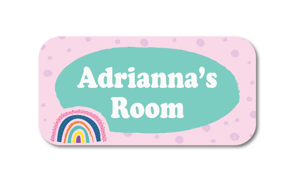 Personalized Name Sign -5" x 10" Cute Rainbow Sign - Teen, Kids , Girl, Baby Room - Custom Room Name Sign - Choice of Wording and Font