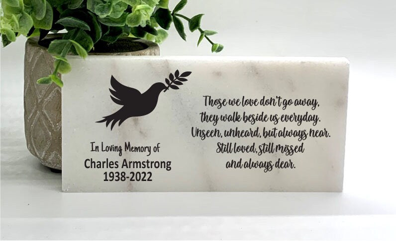 Memorial Stone - Sympathy Gift Bereavement Gift Funeral Gift - Dove Memorial - Condolence Gift - Custom Memorial Gift - Personalized