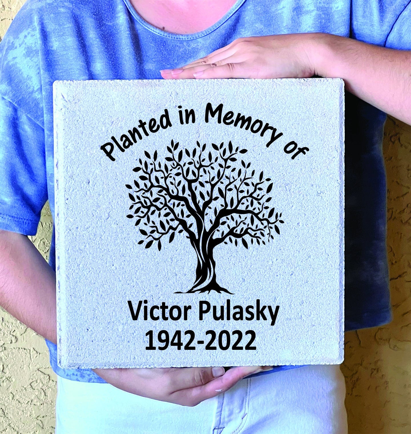 Planted in Memory of - Memorial Stone - Concrete Paver Memorial Marker - 12" x 12" Personalized Tree Memorial Plaque - Custom Memorial Stone