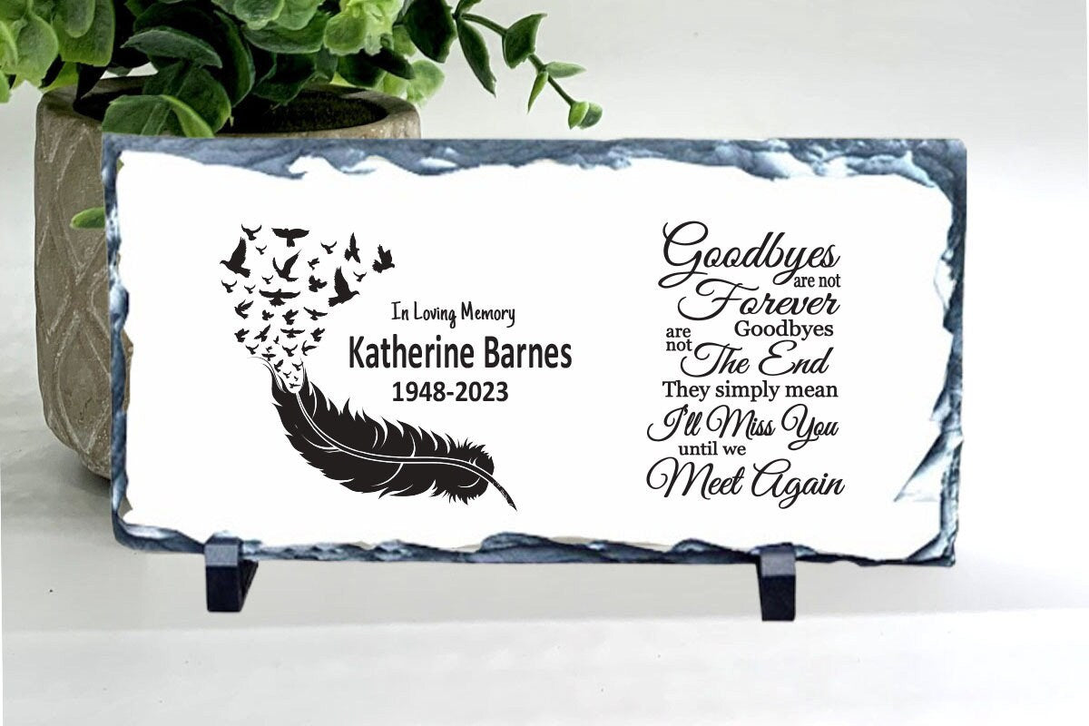 Memorial Stone - Sympathy Gift Bereavement Gift Funeral Gift - Feather Memorial - Memorial with birds - Condolence Gift - Custom Memorial