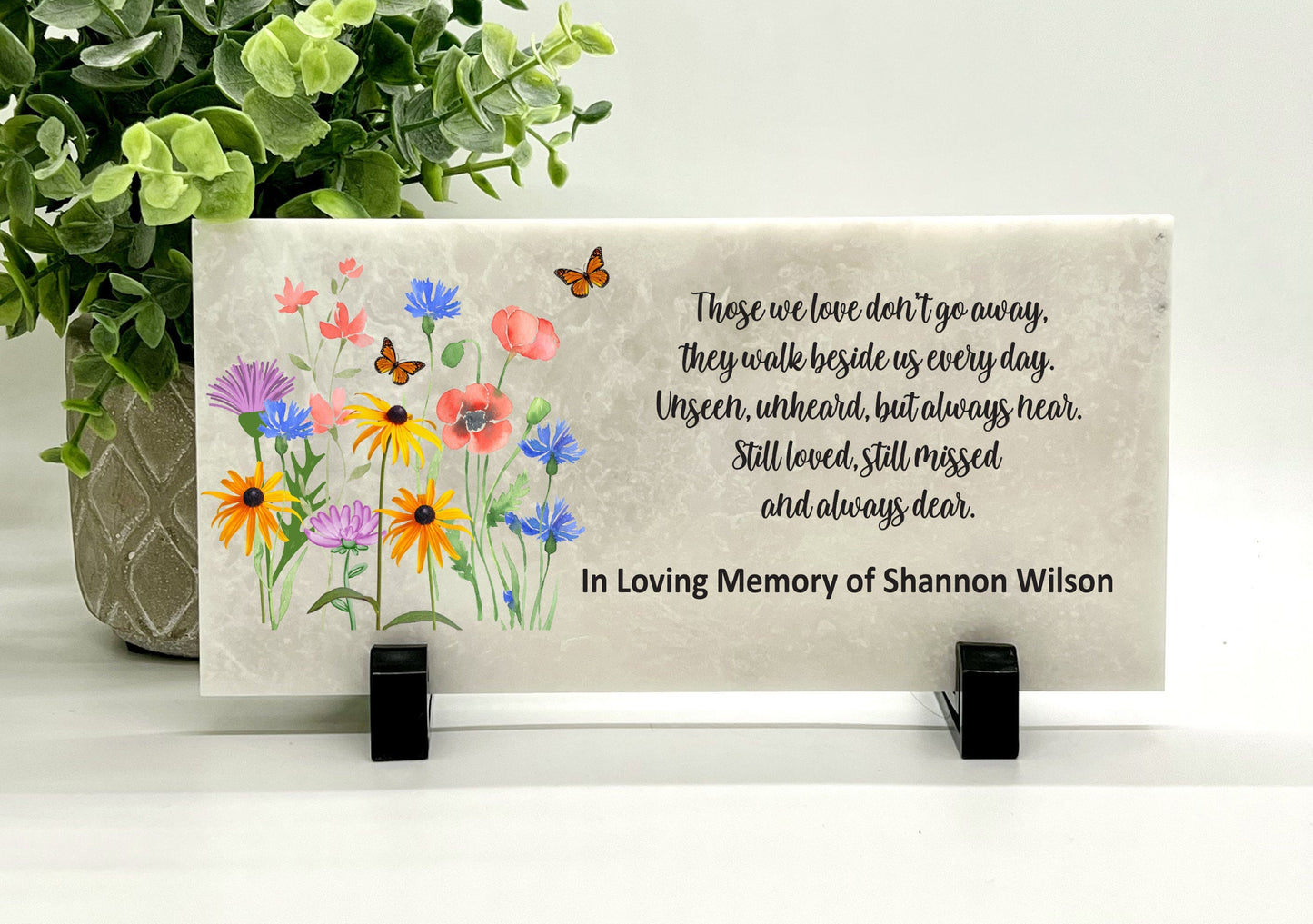 Memorial Stone - Sympathy Gift Bereavement Gift Funeral Gift - Wild flowers Memorial - Condolence Gift - Custom Memorial Gift - Butterfly