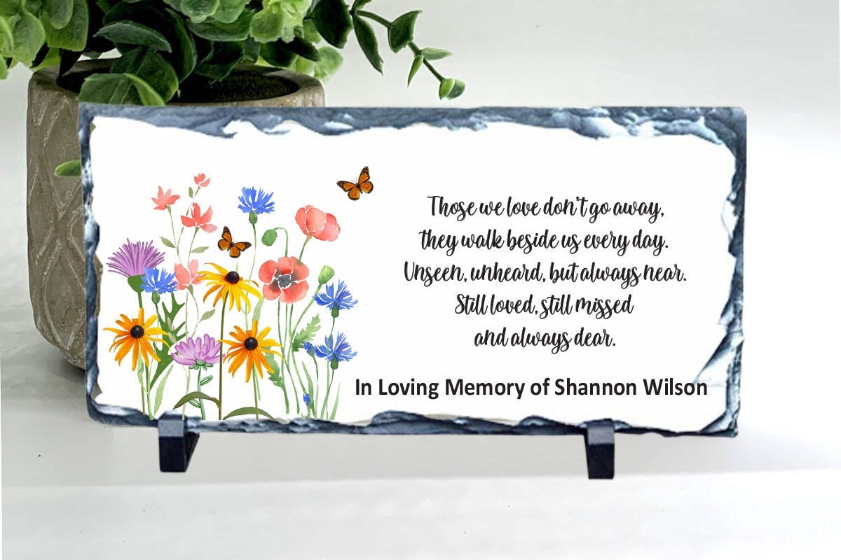 Memorial Stone - Sympathy Gift Bereavement Gift Funeral Gift - Wild flowers Memorial - Condolence Gift - Custom Memorial Gift - Butterfly