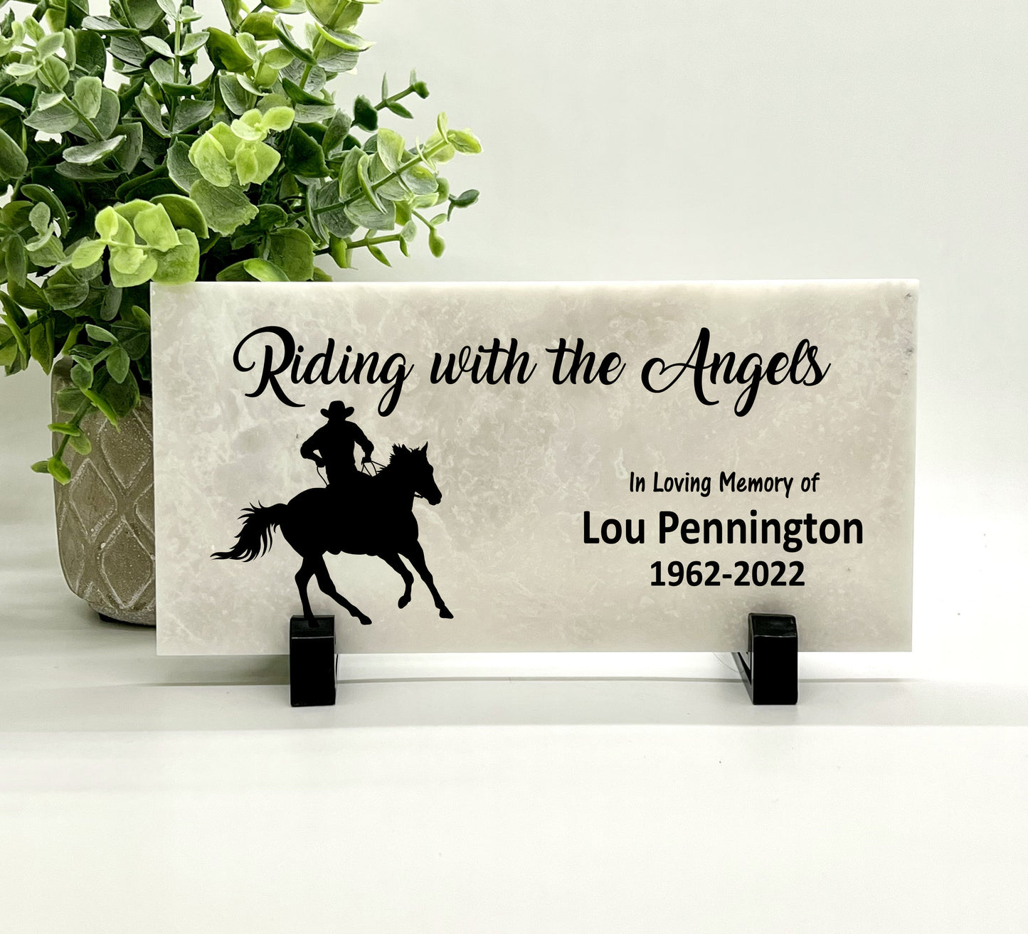 Memorial Stone - Sympathy Gift Bereavement Gift Funeral Gift -Cowboy Memorial - Horseback Rider Memorial Gift - Riding with the Angels