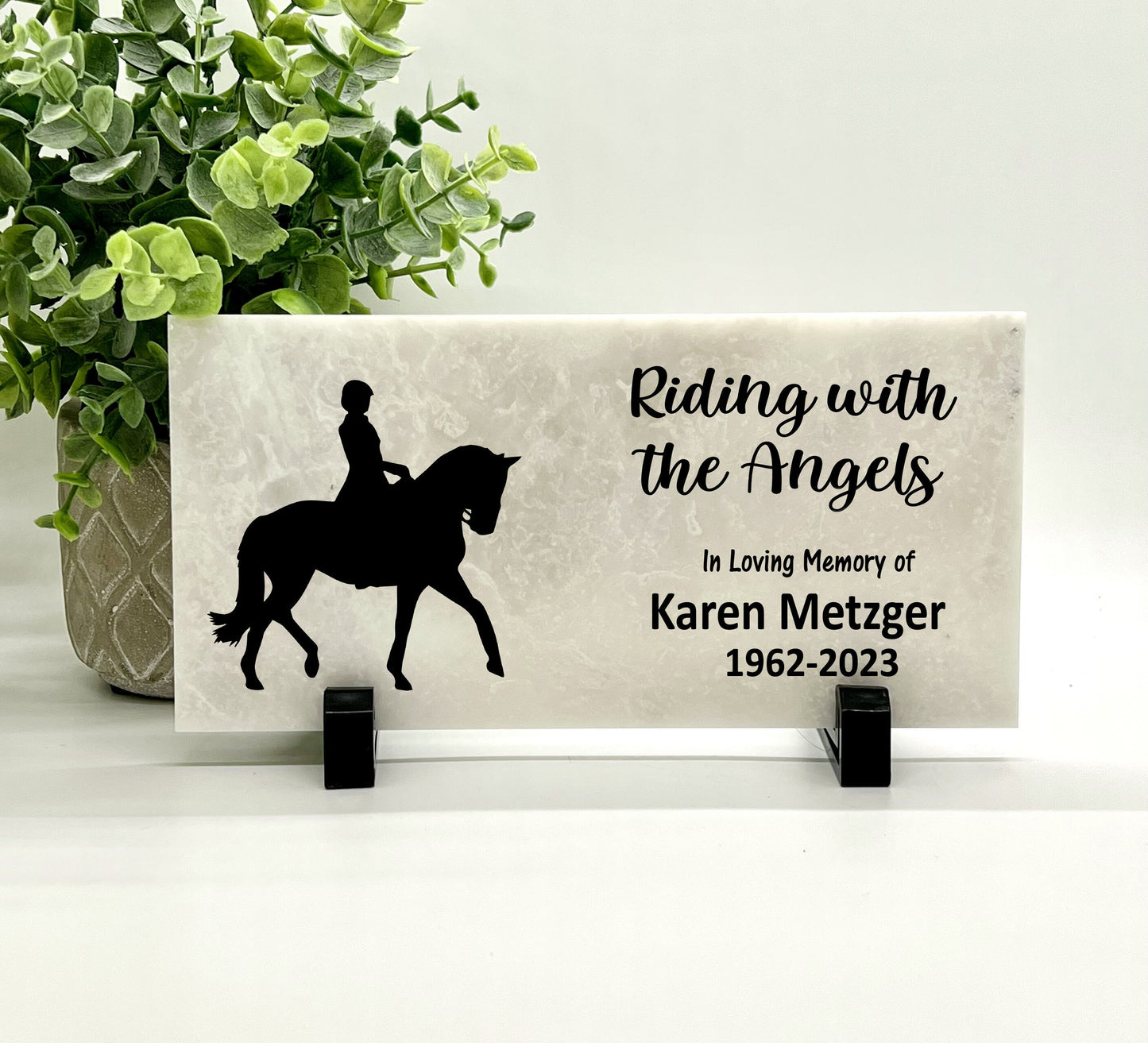 Memorial Stone - Sympathy Gift Bereavement Gift Funeral Gift - Cowgirl Memorial - Horseback Rider Memorial Gift - Riding with the Angels
