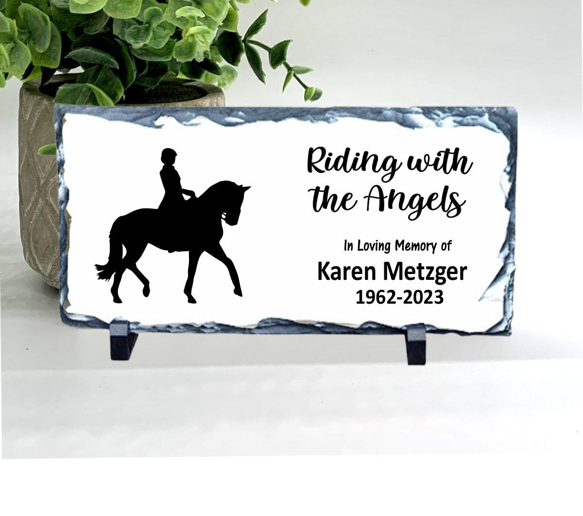Memorial Stone - Sympathy Gift Bereavement Gift Funeral Gift - Cowgirl Memorial - Horseback Rider Memorial Gift - Riding with the Angels