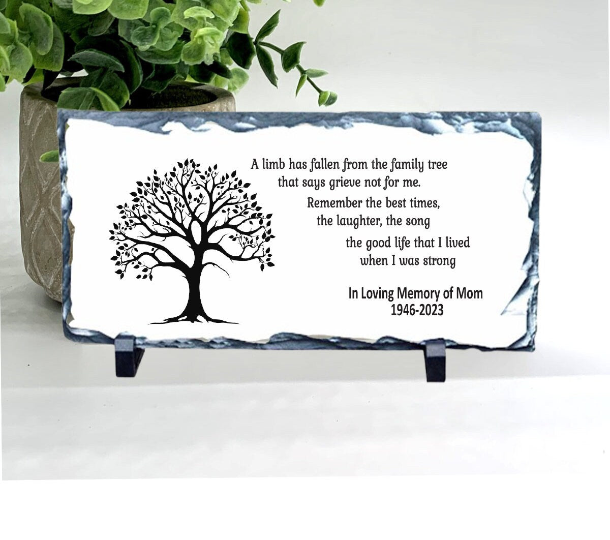 Memorial Stone - Sympathy Gift Bereavement Gift Funeral Gift - limb has fallen - Family Tree - Condolence Gift - Custom Memorial Gift