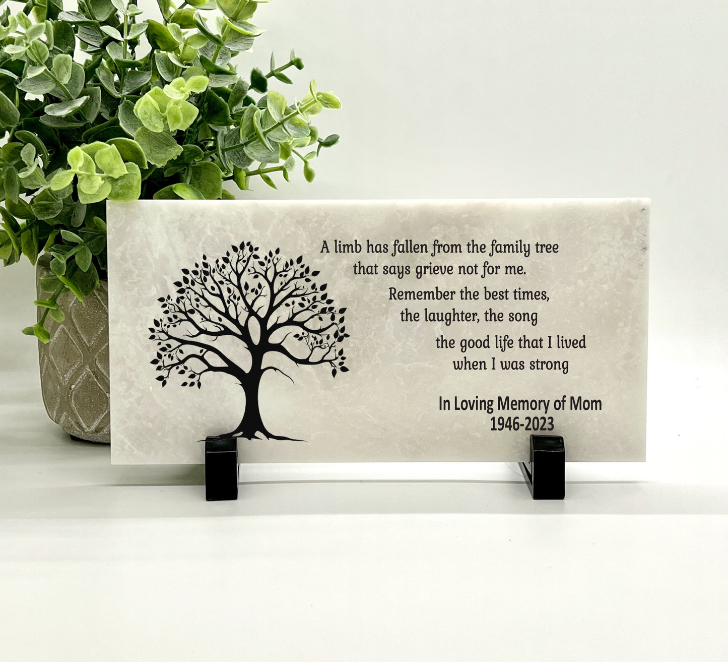 Memorial Stone - Sympathy Gift Bereavement Gift Funeral Gift - limb has fallen - Family Tree - Condolence Gift - Custom Memorial Gift