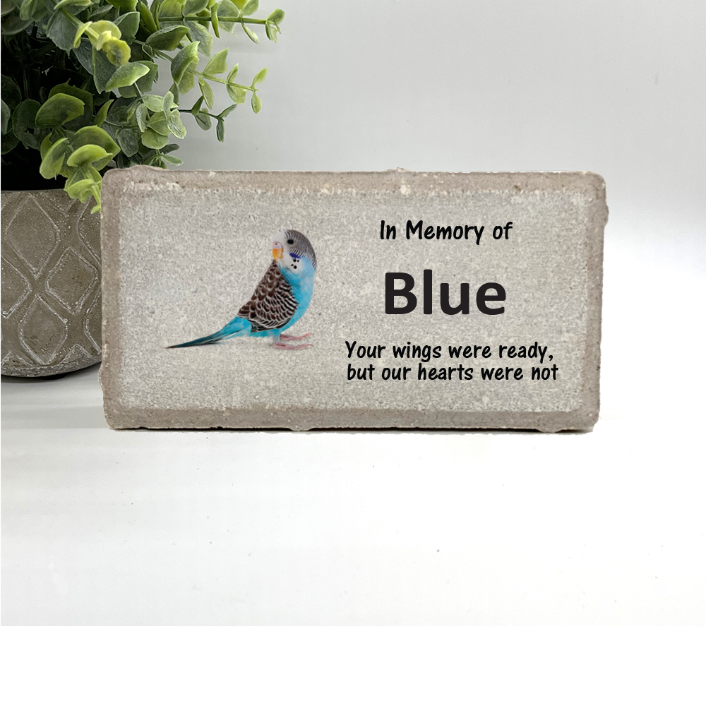 Parakeet Memorial Stone- Choice of Parakeet Color