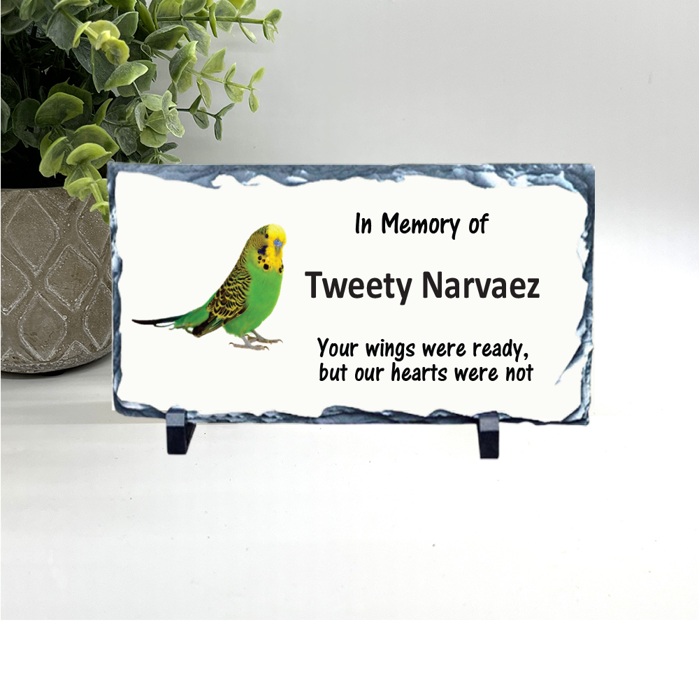 Parakeet Memorial Stone- Choice of Parakeet Color