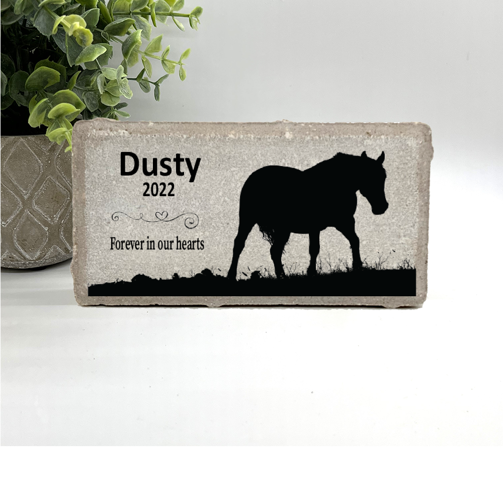 Horse Memorial Stone - Personalized Horse Memorial Gift - Forever in our Hearts