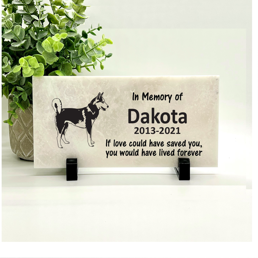 Husky Memorial Stone - Personalized Pet Keepsake - Sympathy Gift - Choice of Marble, Concrete, or Slate Stone