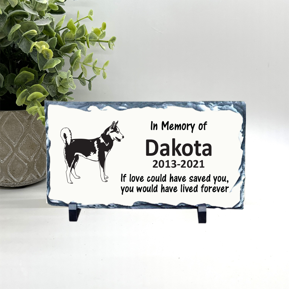 Husky Memorial Stone - Personalized Pet Keepsake - Sympathy Gift - Choice of Marble, Concrete, or Slate Stone