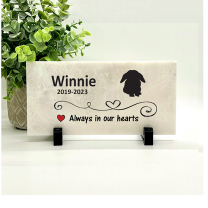 Floppy Ear Rabbit / Bunny Memorial Stone - Always in our hearts