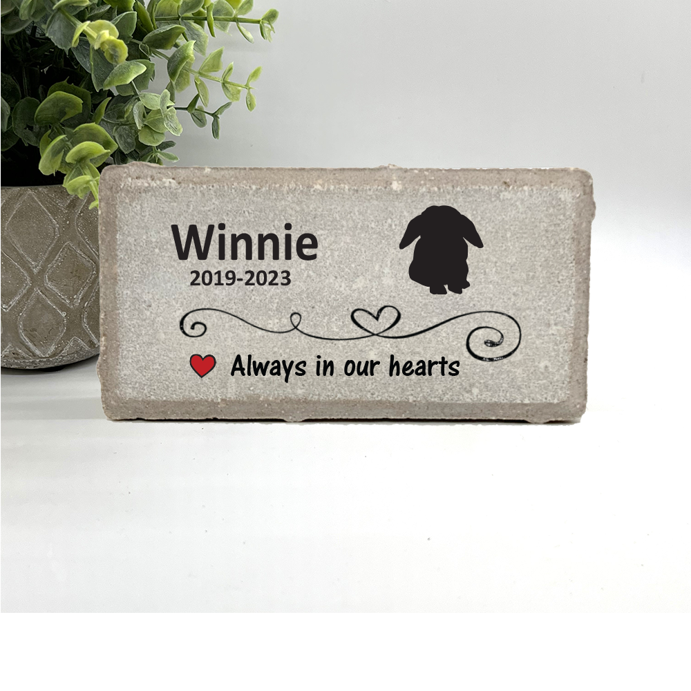 Floppy Ear Rabbit / Bunny Memorial Stone - Always in our hearts