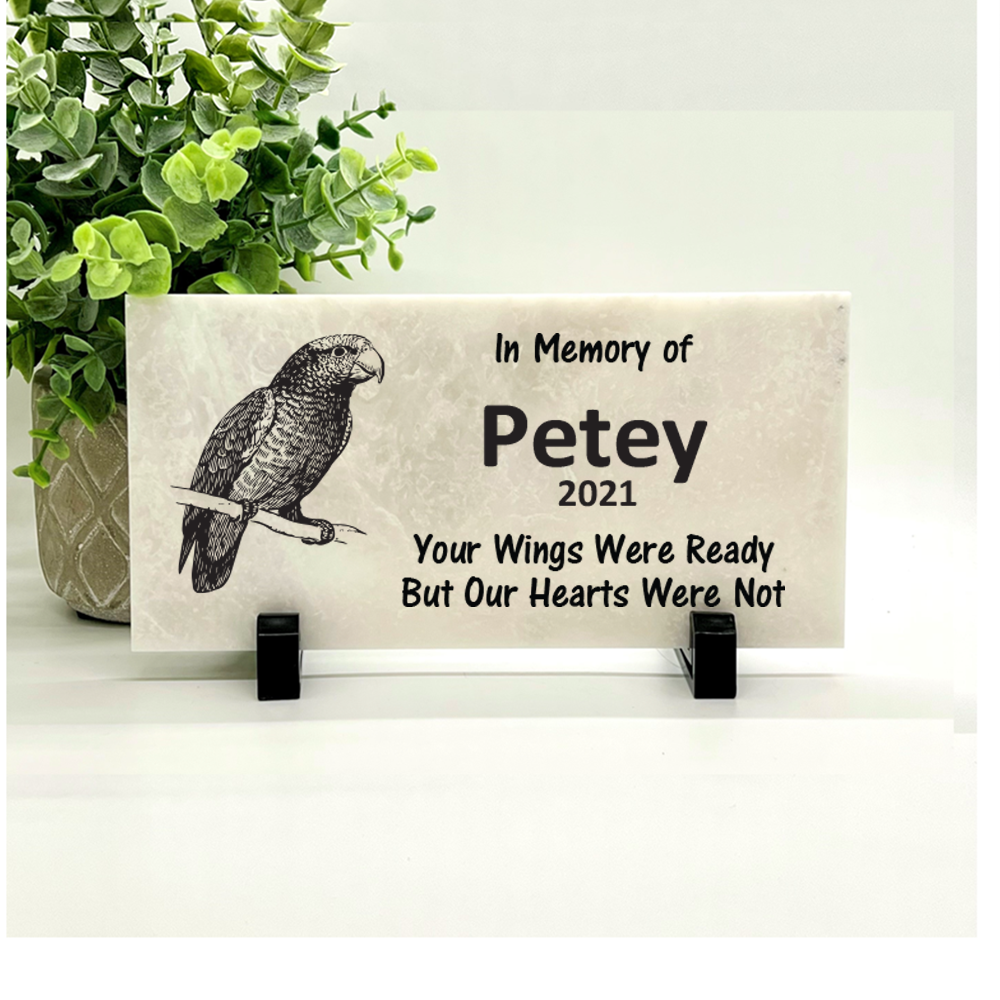 Parrot Memorial Stone - Your Wings Were Ready But Our Hearts Were Not