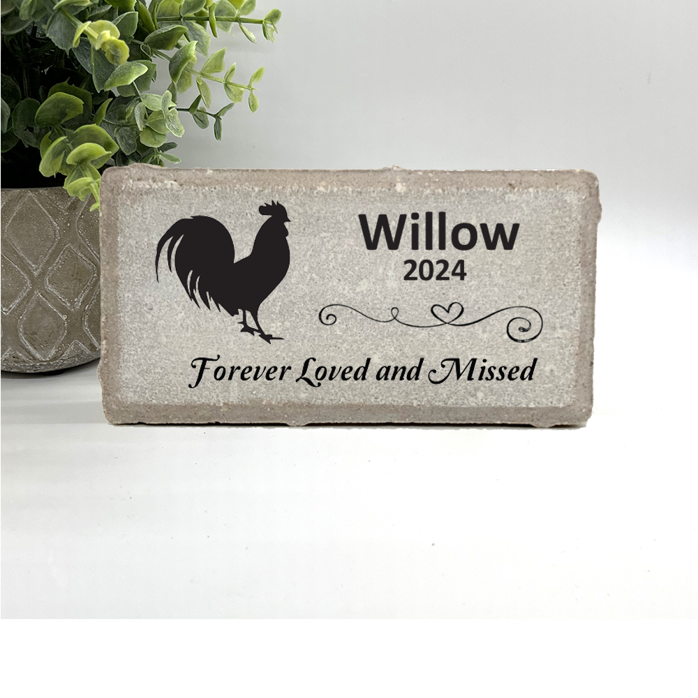 Rooster Memorial Stone- Forever Loved and Missed