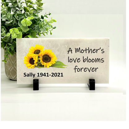 Sunflower Memorial Stone - A Mothers' love blooms forever