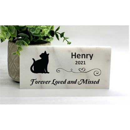 Cat Memorial Stone - Forever Loved and Missed