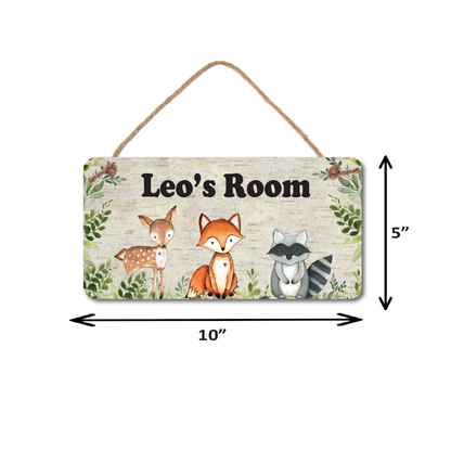 Woodland Animal Personalized Name Sign -5" x 10" Sign