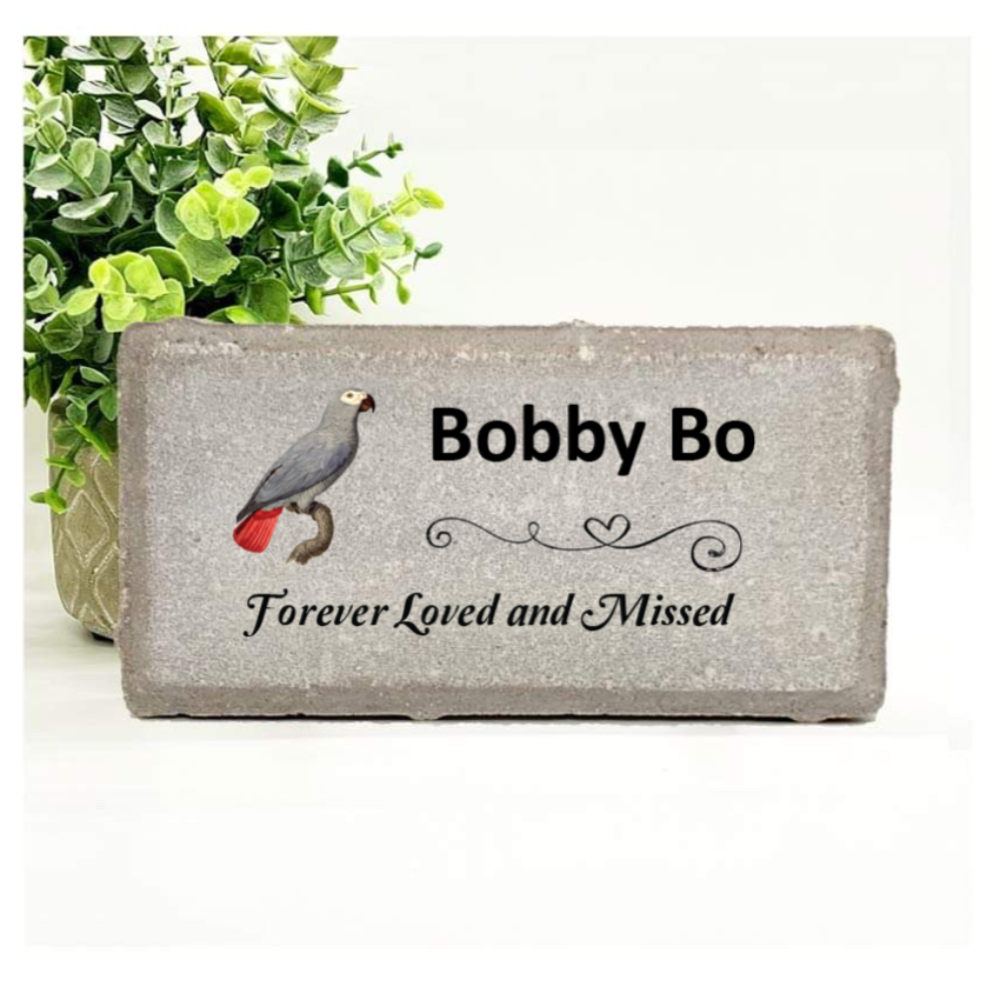 African Grey Memorial Stone - Forever Loved and Missed