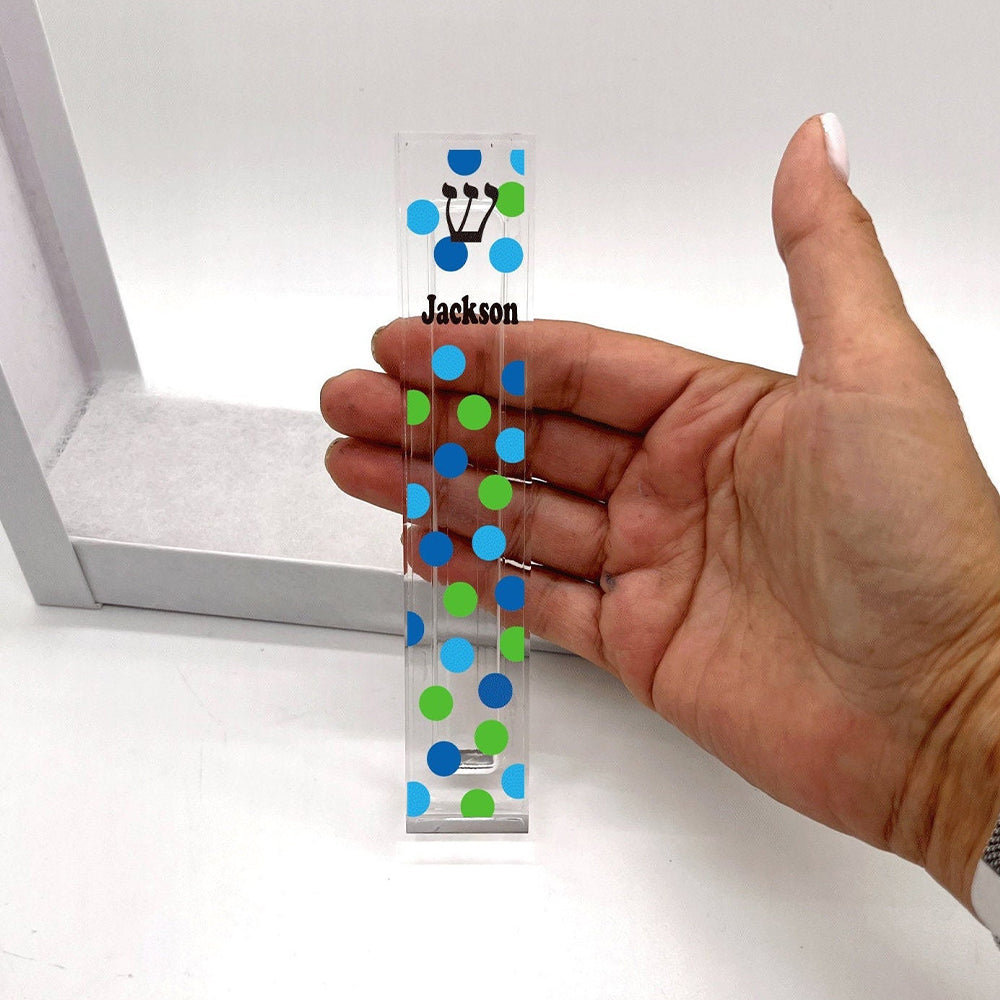 Blue and Green Dotted Mezuzah - with or without name