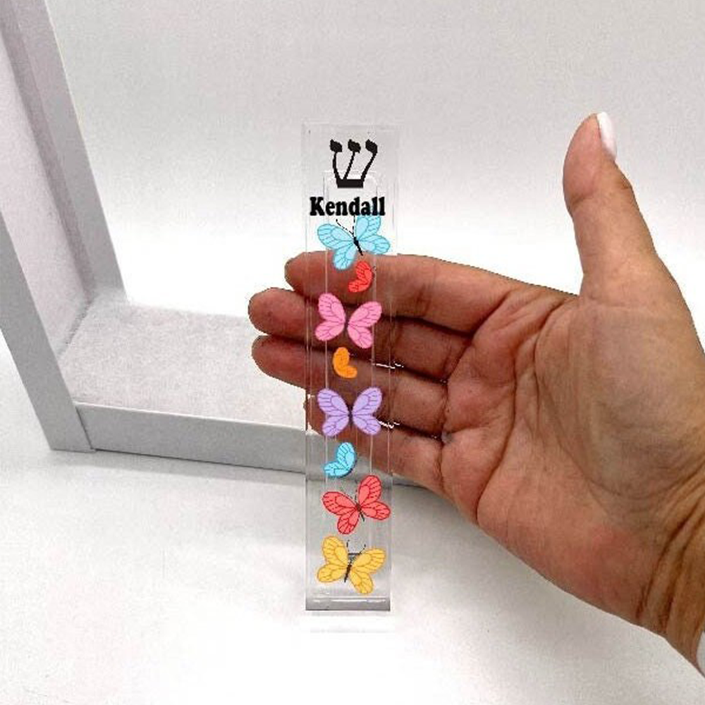 Butterfly Mezuzah - Acrylic Mezuzah - with or without name