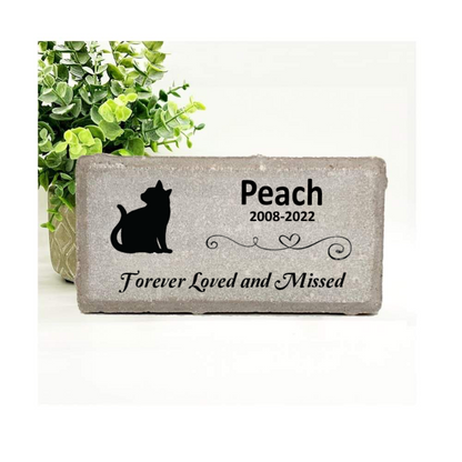 Cat Memorial Stone - Forever Loved and Missed