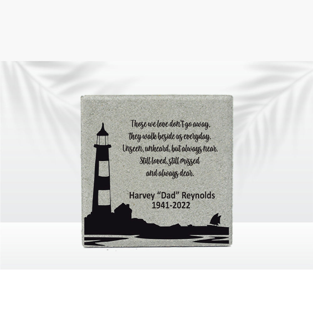 Personalized Lighthouse Memorial Gift with a variety of indoor and outdoor stone choices at www.florida-funshine.com. Our Personalized Family And Friends Memorial Stones serve as heartfelt sympathy gifts for those grieving the loss of a loved one, ensuring a lasting tribute cherished for years. Enjoy free personalization, quick shipping in 1-2 business days, and quality crafted memorials made in the USA.