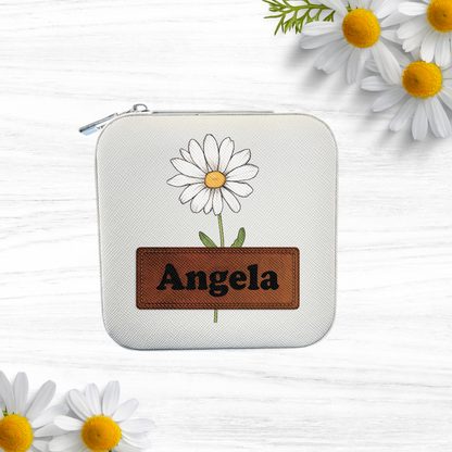 Personalized Travel Jewelry Case - Daisy Design