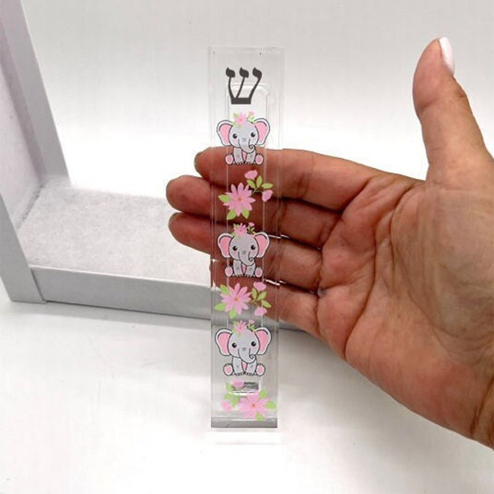 Mezuzah - Pink Elephant Mezuzah - with or without name