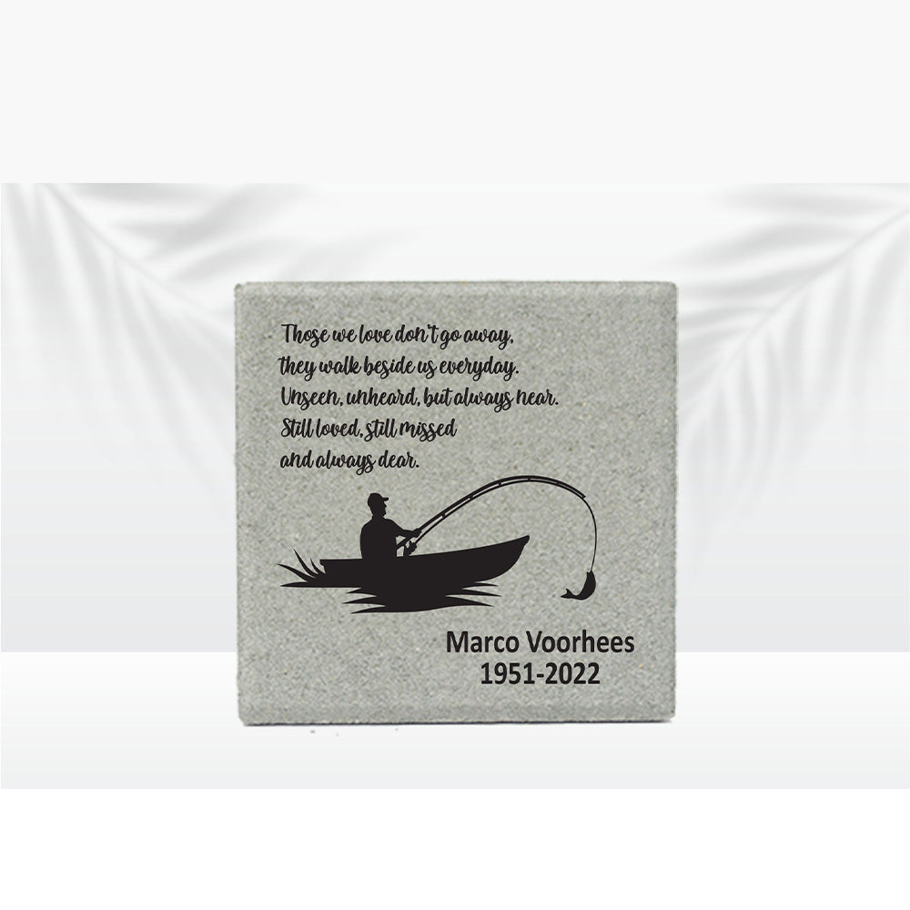 Personalized Fisherman Memorial Gift with a variety of indoor and outdoor stone choices at www.florida-funshine.com. Our Personalized Family And Friends Memorial Stones serve as heartfelt sympathy gifts for those grieving the loss of a loved one, ensuring a lasting tribute cherished for years. Enjoy free personalization, quick shipping in 1-2 business days, and quality crafted memorials made in the USA.