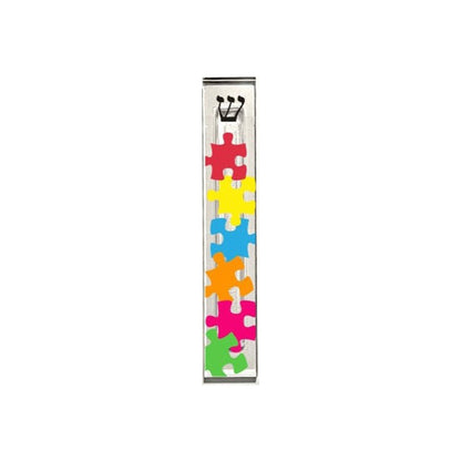 Puzzle Mezuzah - Colorful Puzzle Piece Acrylic Mezuzah