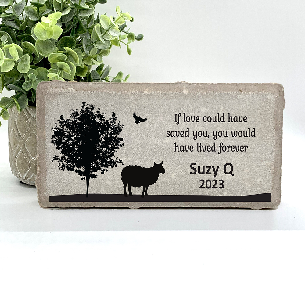 Personalized Sheep Memorial Gifts with a variety of indoor and outdoor stone choices at www.florida-funshine.com. Our Custom Pet Memorial Stones serve as heartfelt sympathy gifts for those grieving a pet loss, ensuring a lasting tribute cherished for years. Enjoy free personalization, quick shipping in 1-2 business days, and quality crafted memorials made in the USA.