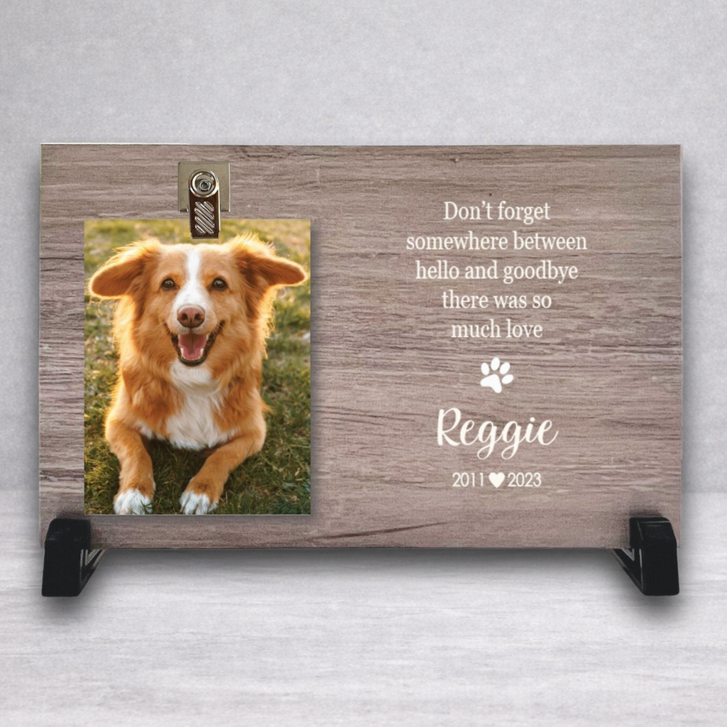 Personalized Wood Dog Memorial Frame - Choice of wood color