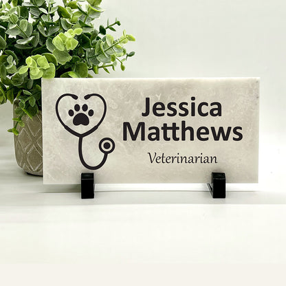 Veterinarian Desk Sign - Veterinarian marble Name Plate