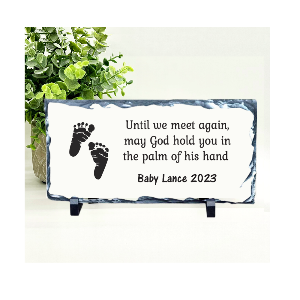 Baby Memorial Stone - Until we meet again, May God hold you in the palm of his hand