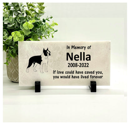 Boston Terrier Memorial Stone - Personalized Pet Keepsake