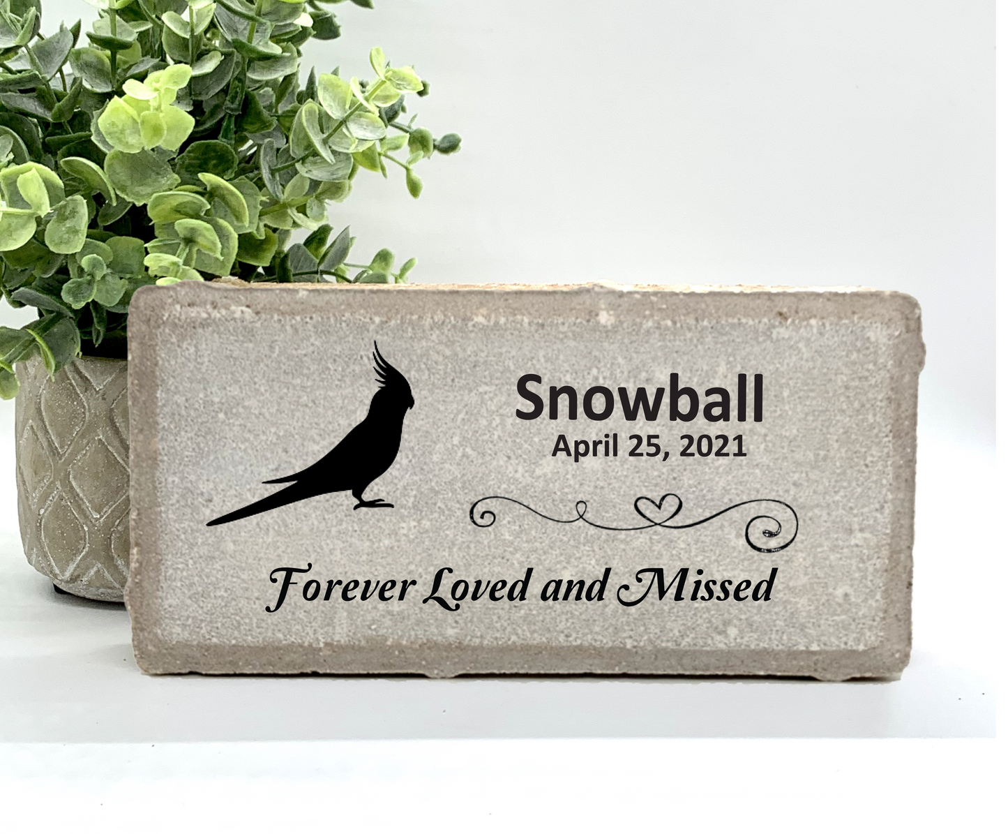 Cockatiel Memorial Stone - Forever Loved and Missed