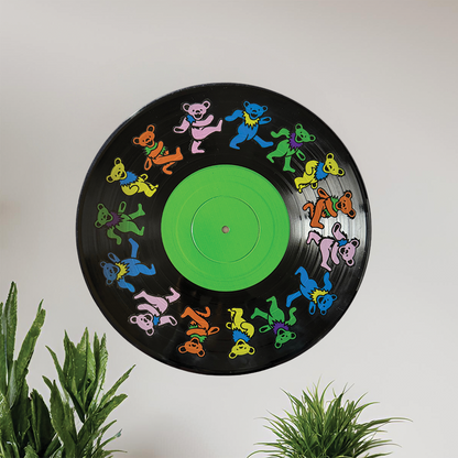 Dancing Bears Vinyl Record Art, 12" Real Vinyl Record Printed with Dancing Bears, Dead Head Gift